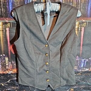 Gray Sleeveless Button-Up Women's Jacket